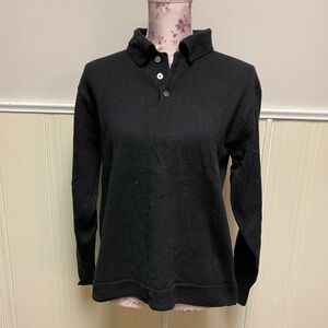 GAP 100% Merino Wool Classic Black Women's Sweater Polo Shirt Style Size M